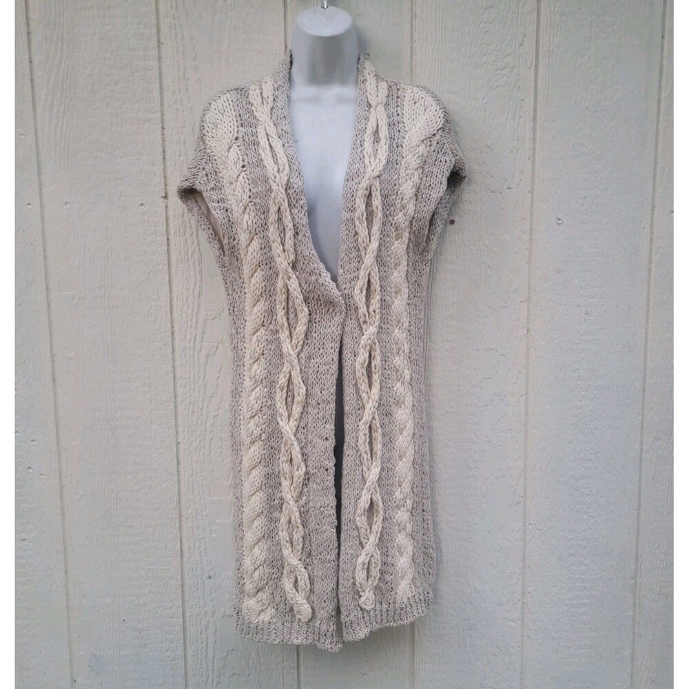 Brunello Cucinelli chunky knit silk blnd longline sweater vest cardigan Sz M